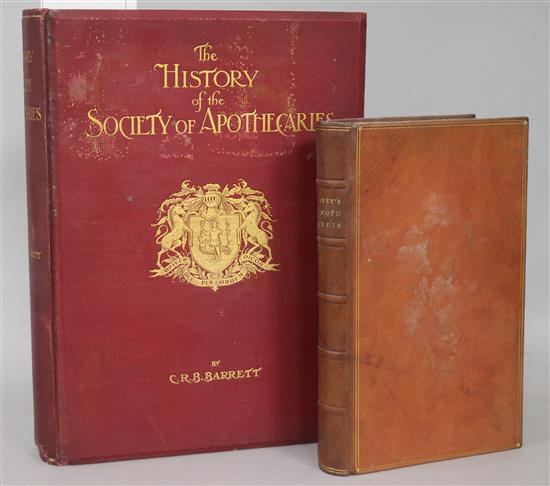 Barrett, C.R.B. - The History of the Society of Apothocaries, London 1905,  1 other book
